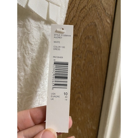 NEW Isabella Demarco Audrey White Textured Ruffle Lined Peplum Dress 10 Wedding - Picture 5 of 12